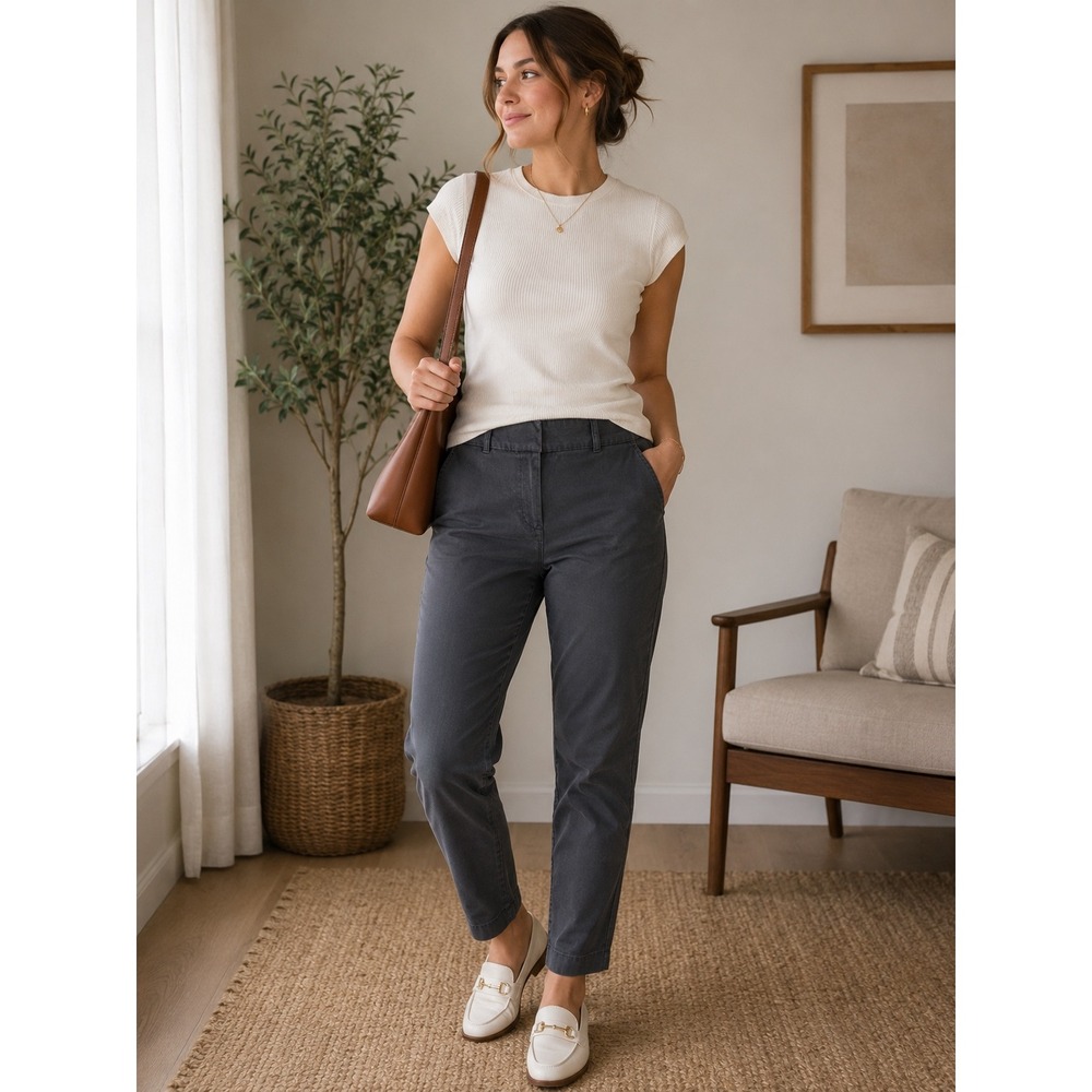 Loft Outlet Curvy Skinny Ankle Pants Dark Gray Mid Rise Size 6 Career Workwear